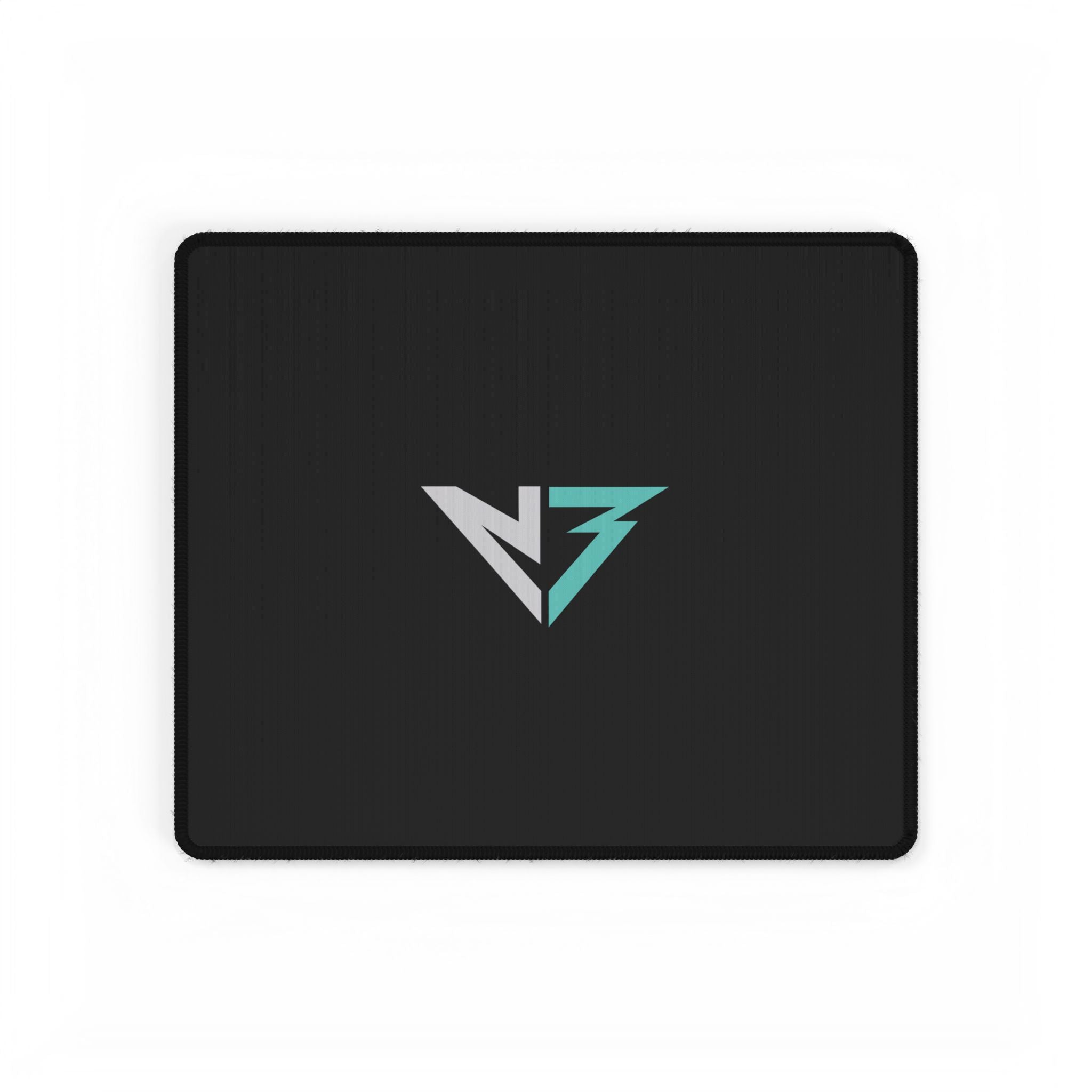 Gaming Desk Mat – Minimal Geometric Logo RGB Teal Black Mousepad