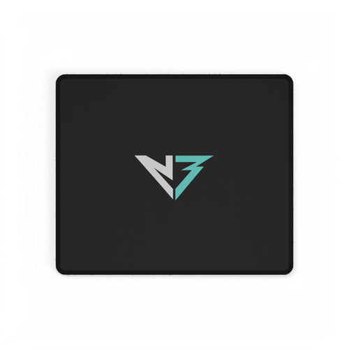 Gaming Desk Mat – Minimal Geometric Logo RGB Teal Black Mousepad