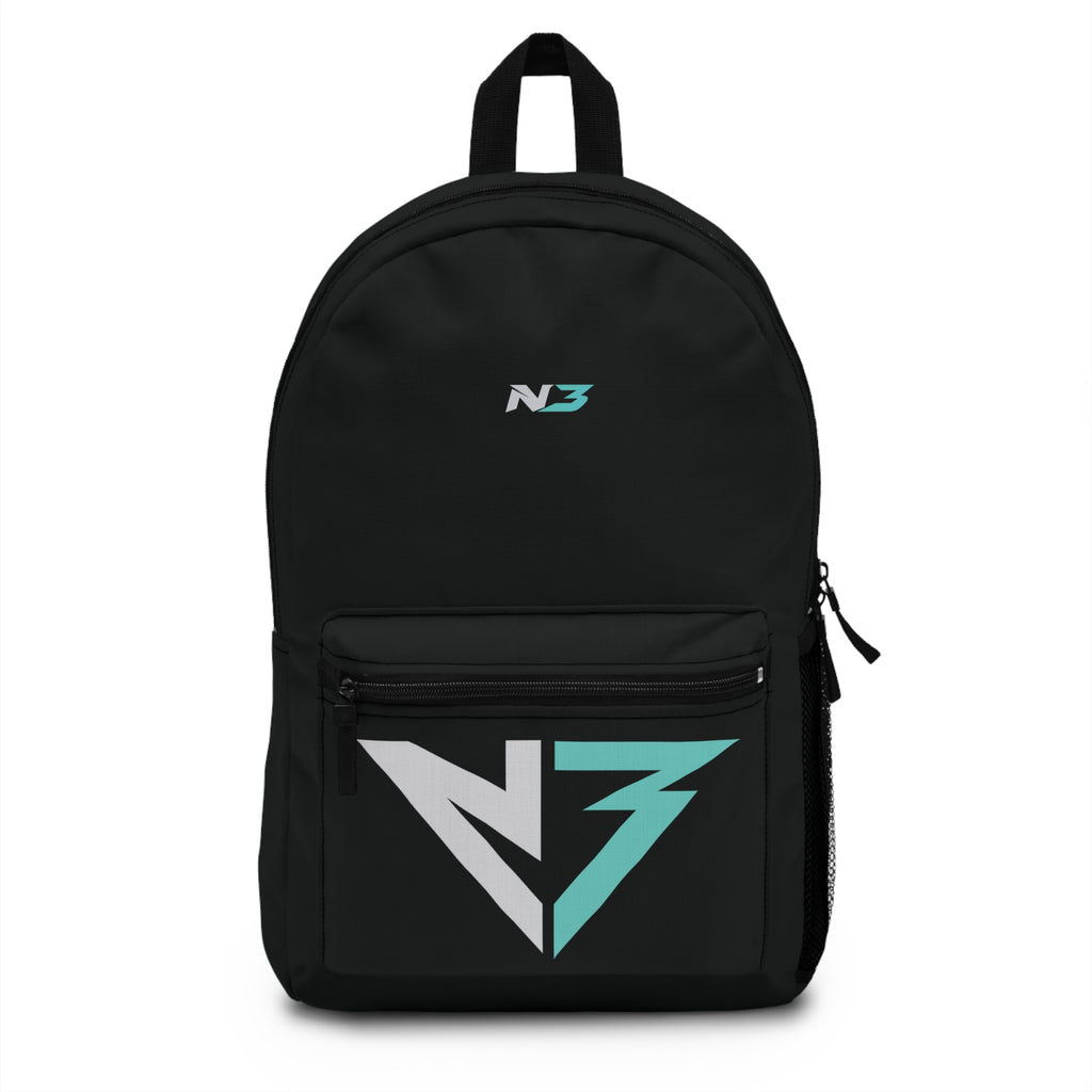 N3 Logo Backpack — Sleek Black Everyday School & Travel Bag