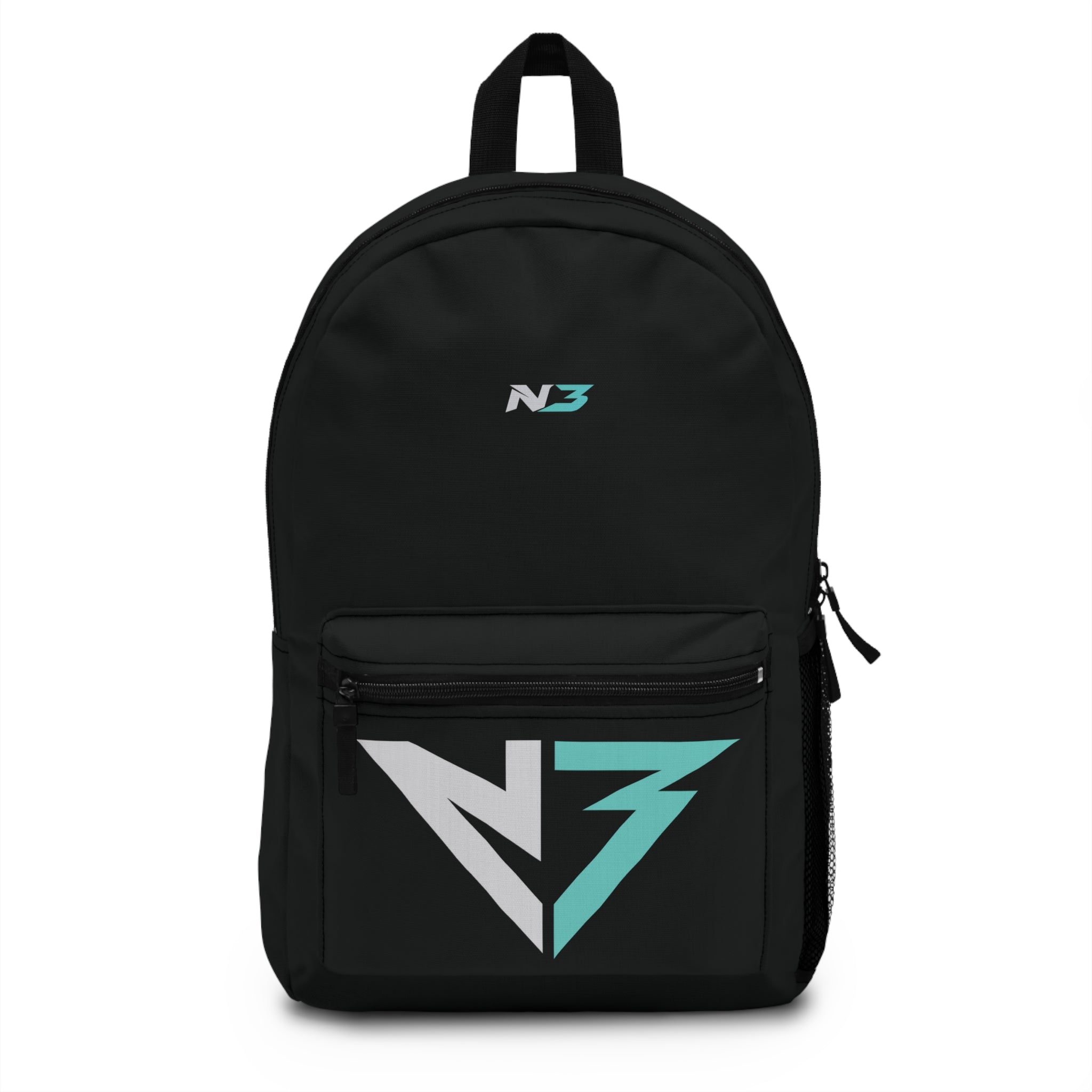 N3 Logo Backpack — Sleek Black Everyday School & Travel Bag