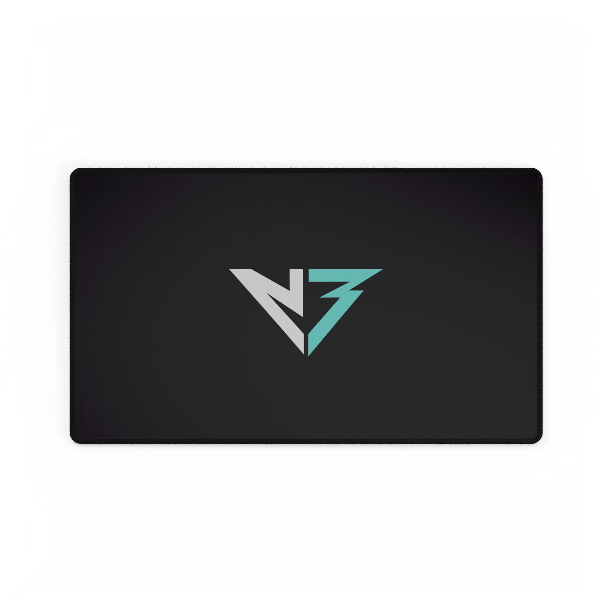 Gaming Desk Mat – Minimal Geometric Logo RGB Teal Black Mousepad