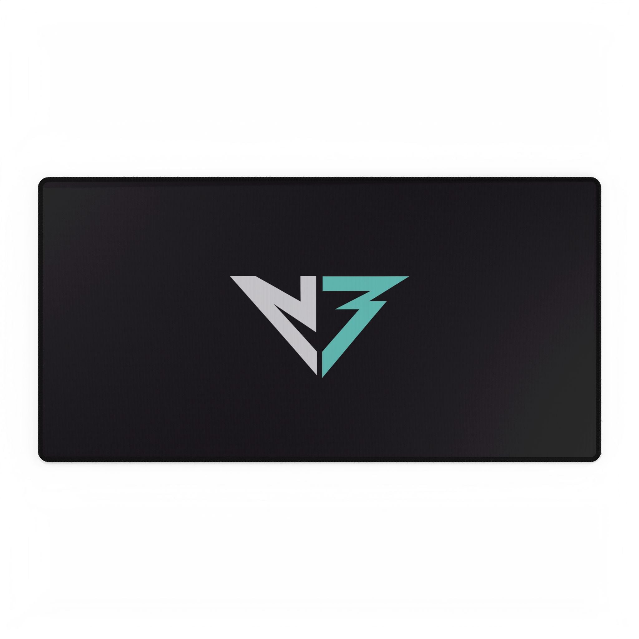 Gaming Desk Mat – Minimal Geometric Logo RGB Teal Black Mousepad