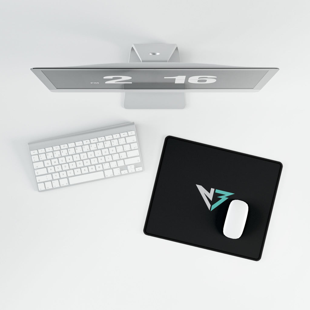 Gaming Desk Mat – Minimal Geometric Logo RGB Teal Black Mousepad